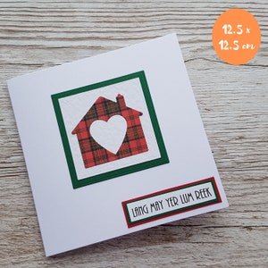 Carte nouvelle maison tartan - Lang May Yer Lum Reek - Fait main en Ecosse