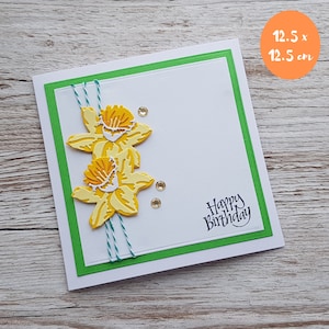 Daffodil Birthday Card - Handmade Spring Flower - For a Gardener