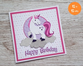 Unicorn Birthday Card - Handcrafted Card for Child