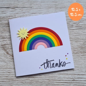 Regenbogen Dankeskarte - handgemachte Grußkarten - Einzelkarte oder 5er Pack