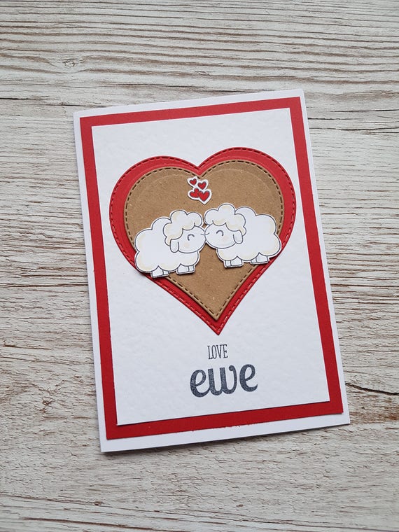 Handgemachte Schafe Valentinstag Karte Liebe Ewe Karte Etsy