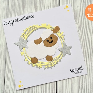 Carte de félicitations pour nouveau bébé - Shower de bébé non sexiste - carte de voeux faite main - joli animal de la ferme, garçon ou fille