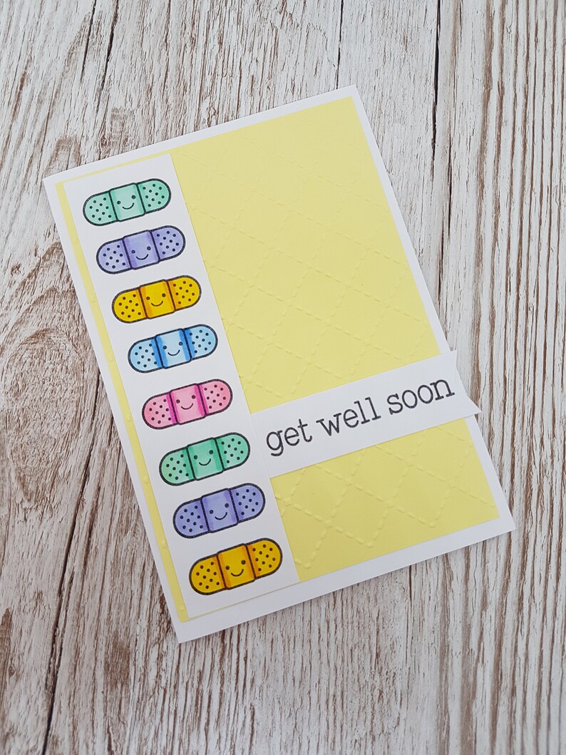 Sticking plasters Get well soon card sticking plasters cute get well card healing wishes card feel better soon card get well card