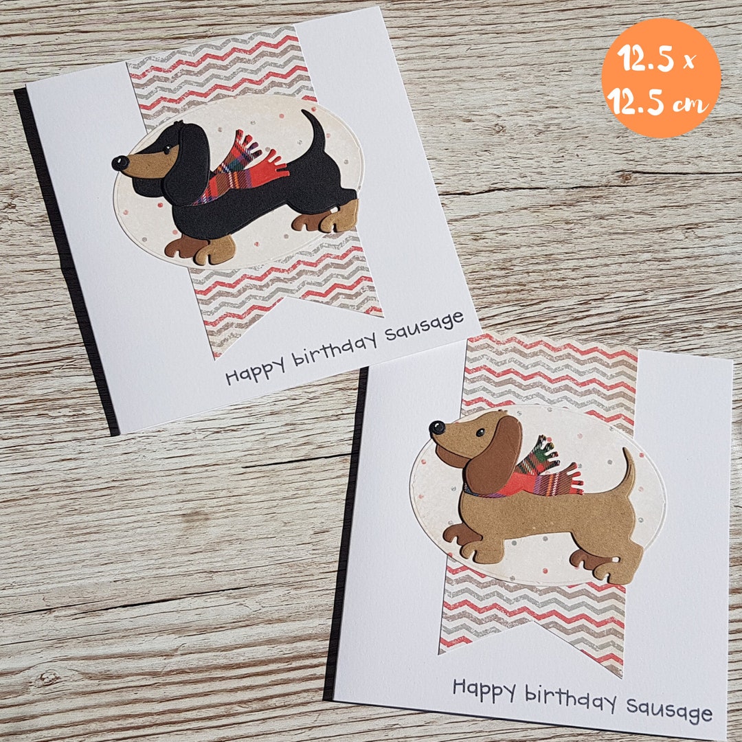 Dachshund Birthday Card - Handmade Sausage Dog Card - Happy Birthday ...