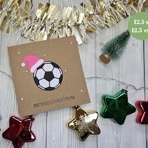 Pinke Fußball Weihnachtskarte - Handgemachte Nikolaus Sport Karte