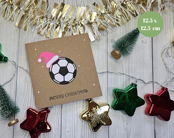 Pink Football Christmas Card - Handmade Santa Sport Card