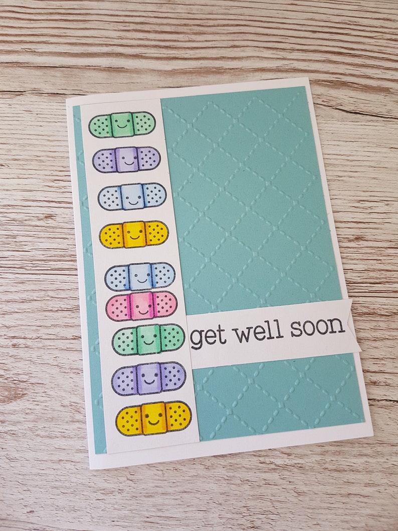 Sticking plasters Get well soon card sticking plasters cute get well card healing wishes card feel better soon card get well card