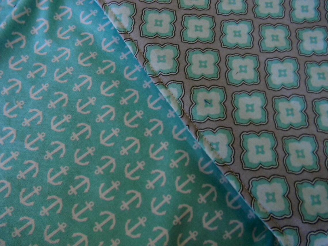 Light Aqua Swaddle Wrap With Anchor Pattern Newborn 3 Mo. Etsy