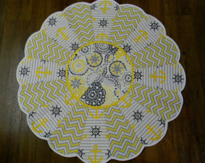 Baby Tummy Time Quilt/playmat Round Quilt Dresden Plate Etsy