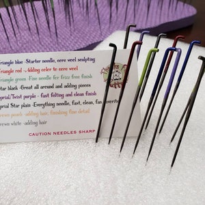 Needle felting needles 12 pack of most used needles.2 of 38g 40g 42g Triangle, 40g spiral, 38g Star, & 38g Star/Spiral combo Canada seller