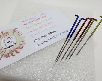 5/6 Triangle Needle Felting Needles. Pick any 5 from 38g/ 40g /42g  or  mix pack of 6 needles  2 of each/ case included, Canadian seller