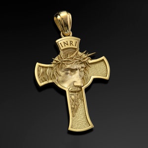 DELICATE LUXURIES JESUS Cross Pendant Made Of 18k Gold, A Gift For Jesus Lovers, A Precious Luxury Item