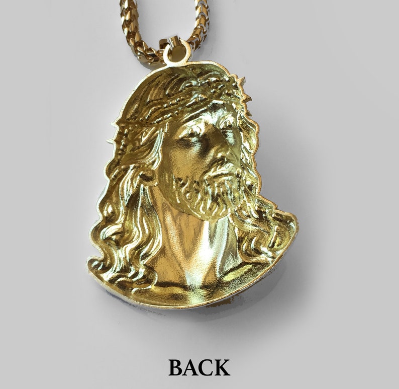 Jesus pendant // 18k gold detailed Jesus face pendant real Etsy