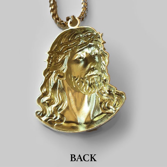 18k Gold Detailed Jesus Face Pendant 
