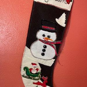 Beaded embellished felt Christmas stocking “Justin”