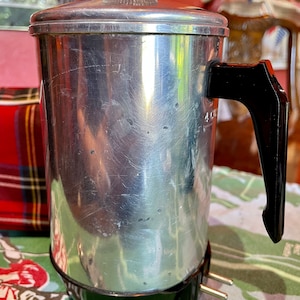 Vintage Travel Percolator with Tartan Case