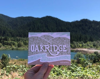 Oakridge, Oregon Trails Postcard | Pack of 10 or 20 | Hand Illustrated Design for Hiking, Mountain Biking, Travel, Adventure