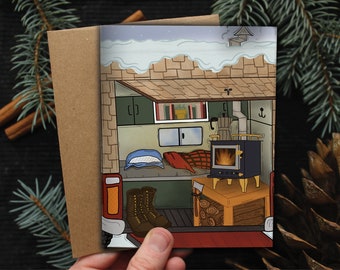 Truck Camper Christmas | Packs of 4, 12, or 24| Hand Illustrated Adventurous Holiday Cards