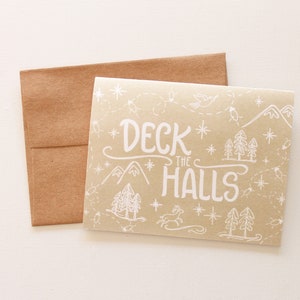 Deck The Halls 3 Design Colors Pack of 12, 24, or 48 Hand Illustrated Holiday Cards image 4