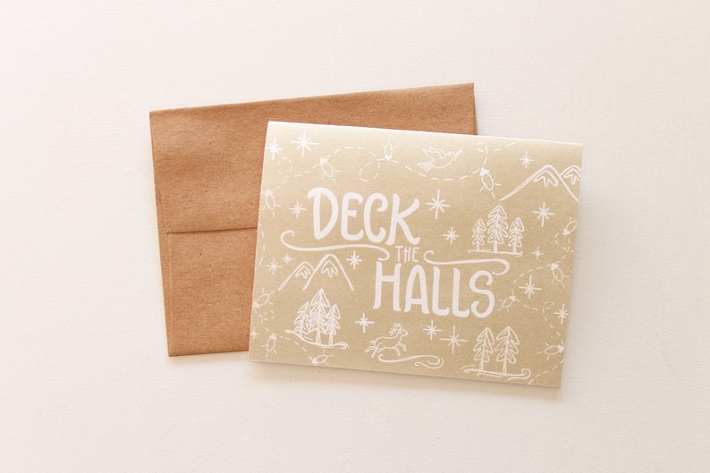 Deck The Halls 3 Design Colors Pack of 12, 24, or 48 Hand Illustrated Holiday Cards image 4