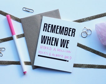 Remember When We...Fill in the Blank | Single card or Pack of 4 | Hand Illustrated Valentines Just Because Compliment Card