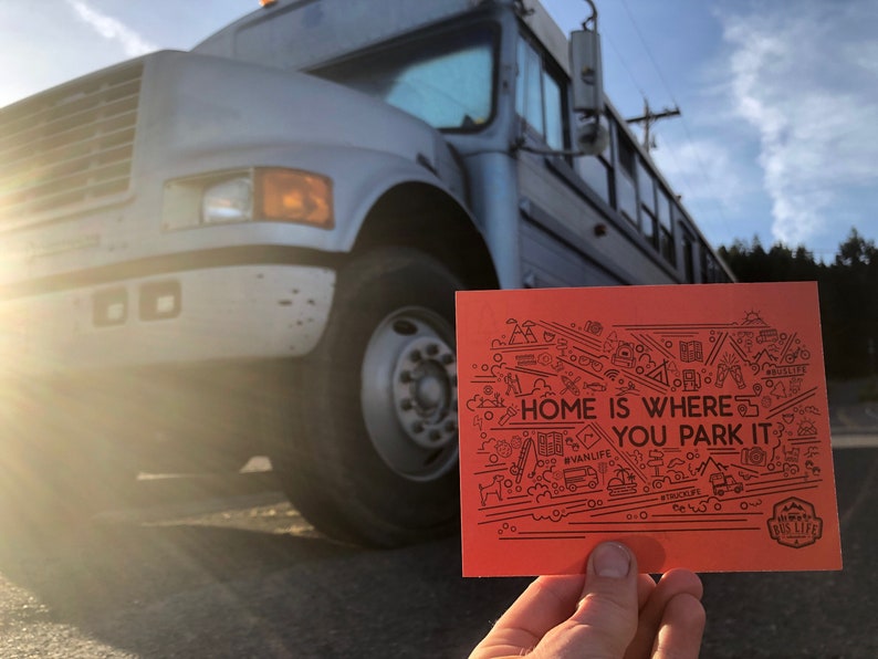 Home is Where You Park It Postcard Pack of 10 or 20 Hand Illustrated Design for Bus / Truck / Van / RV Life, Travel, Adventure image 3