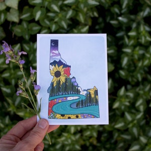 Wildflower de Idaho - cartão postal | Postais individuais ou packs de 8, 16, 30 | Ilustrado à mão