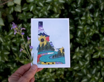 Idaho Wildflower - Postcard | Single Postcard or packs of 8, 16, 30 | Hand Illustrated