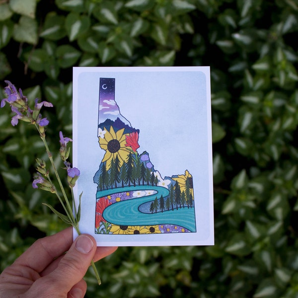 Idaho Wildflower - Postcard | Single Postcard or packs of 8, 16, 30 | Hand Illustrated