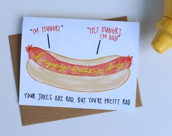 I'm Hungry, Hey Hungry, I'm Dad Father's Day Card | Single card or packs of 4 | Hand Illustrated, Calligraphy Father's Day Card