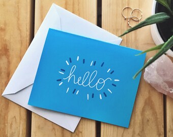 Hello There | Single Card or Packs of 4 or 8 | Hand Illustrated Hello Just Because Cards