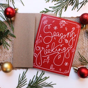 Seasons Greetings Jubilee 3 Design Colors Pack of 12, 24, or 48 Hand Illustrated Holiday Cards image 4