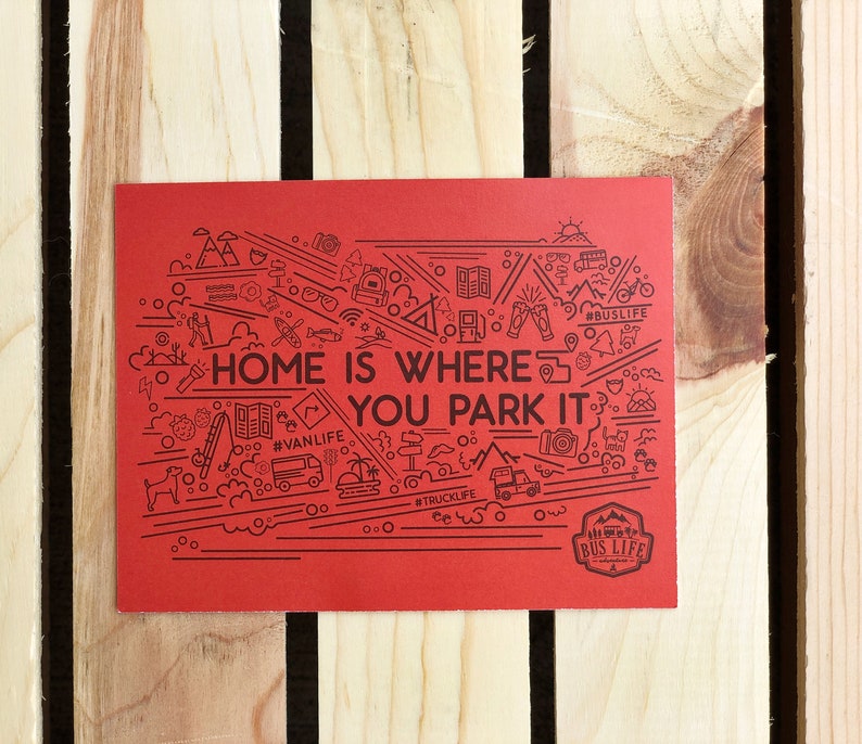 Home is Where You Park It Postcard Pack of 10 or 20 Hand Illustrated Design for Bus / Truck / Van / RV Life, Travel, Adventure image 5