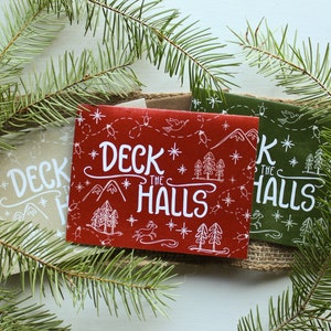 Deck The Halls 3 Design Colors Pack of 12, 24, or 48 Hand Illustrated Holiday Cards image 5