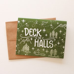 Deck The Halls 3 Design Colors Pack of 12, 24, or 48 Hand Illustrated Holiday Cards image 3