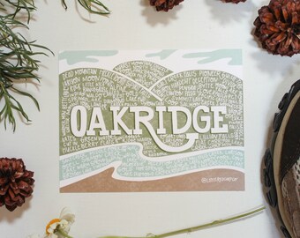 Oakridge, Oregon Trails | 8x10" Print  | Hand Illustrated Design for Hiking, Mountain Biking, Travel, Adventure