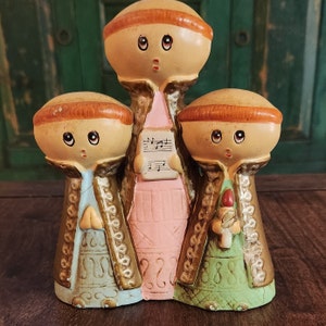 Vintage Music Box of Three Caroling Monks