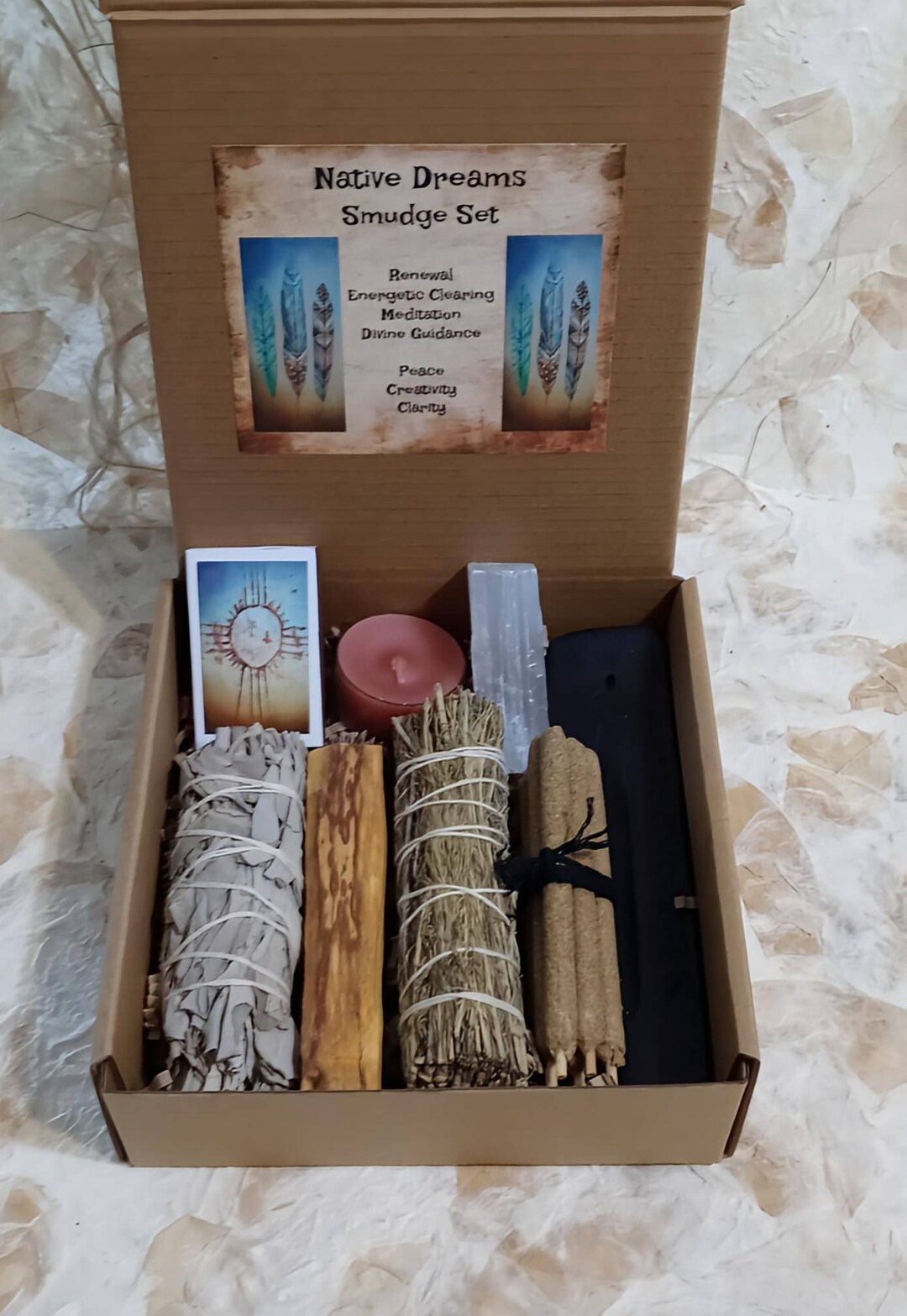 Smudge Box Native Dreams Cleansing & Clearing Box, Smudge Set, Friends Gift, Sage ...