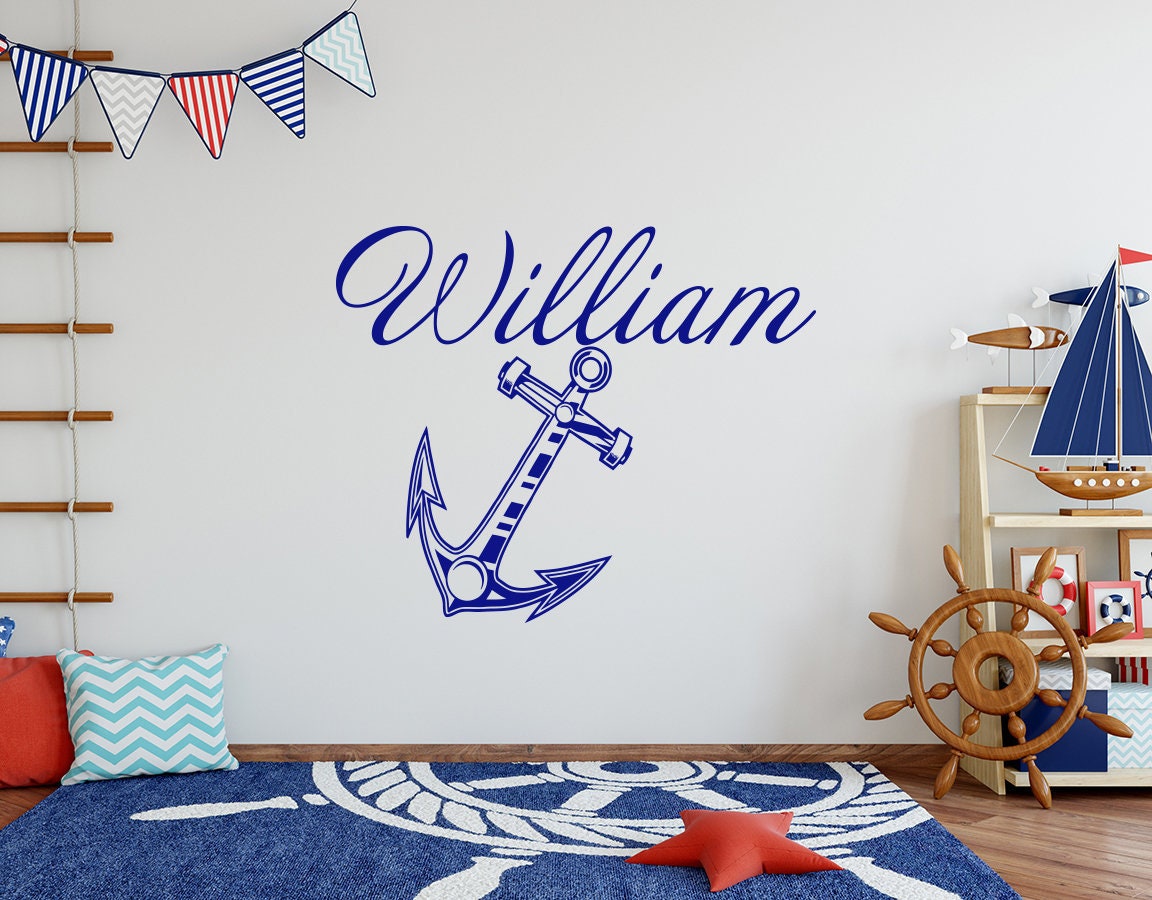 Name Wall Decal Anchor Wall Decals Vinyl Stickers Anchor Etsy