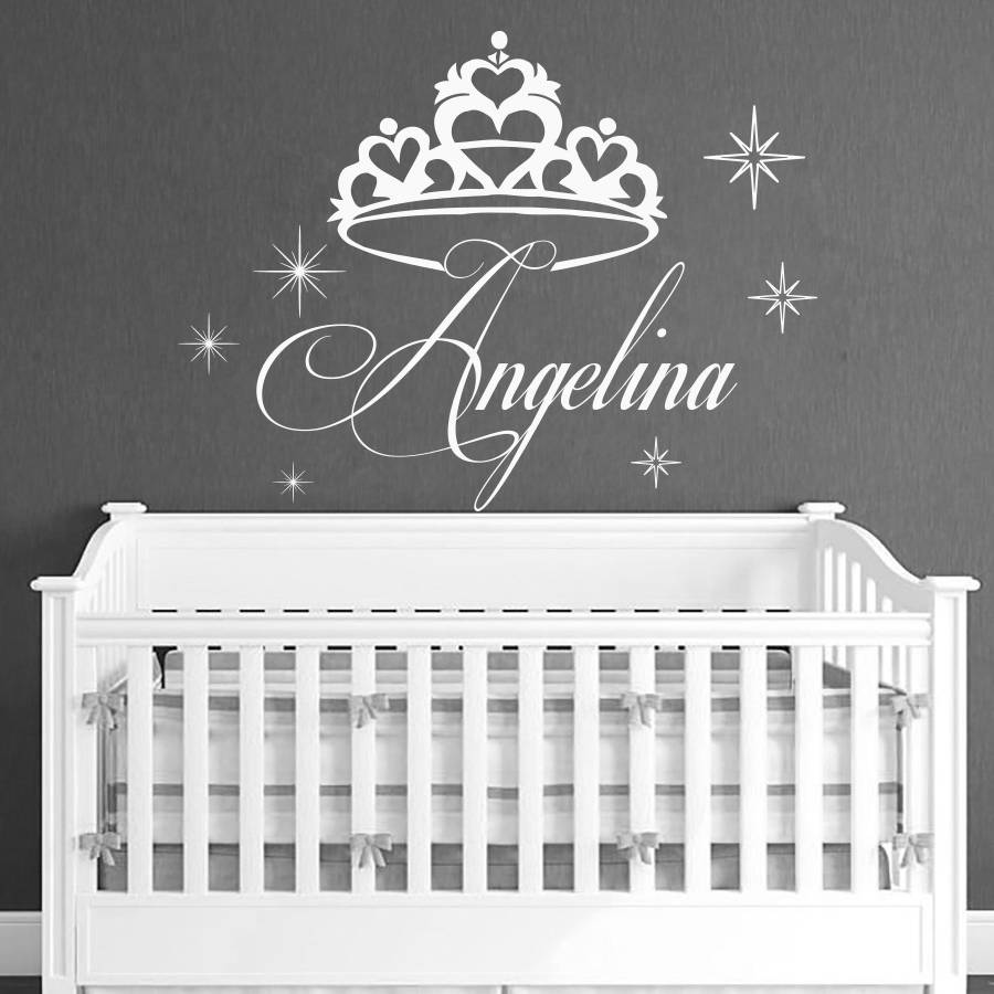 Name Wall Decals Crown Wall Decal Baby Nursery Wall Decal Etsy