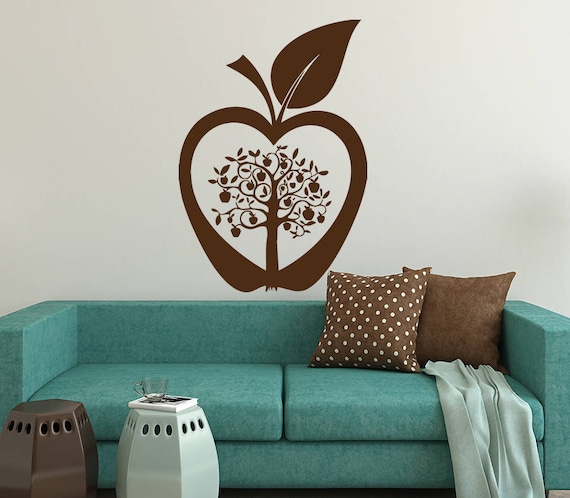 tree wall decals apple tree wall decal apple wall art nature | etsy