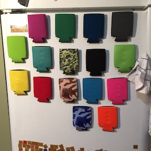 10 magnetic can drink holder, beverage insulator. Greatest tailgating item ever! Also use in kitchen golf cart, BBQ, many uses, many colors