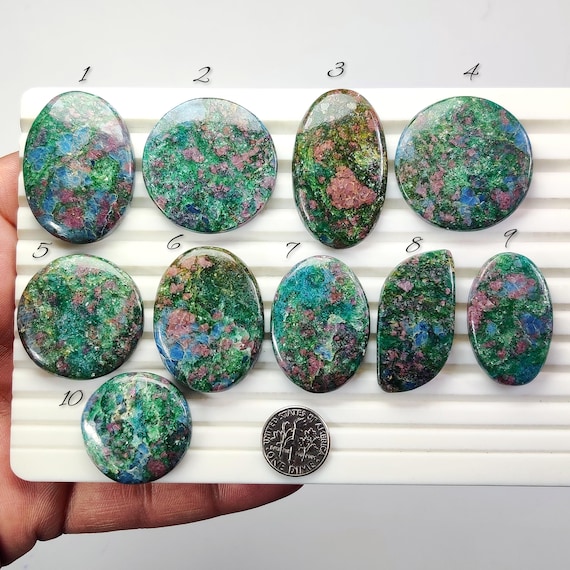 Natural Blue Green Ruby Kyanite Cabochon – Gemstone for Wire Wrapping, Silver Jewelry Making (28mm-41mm)