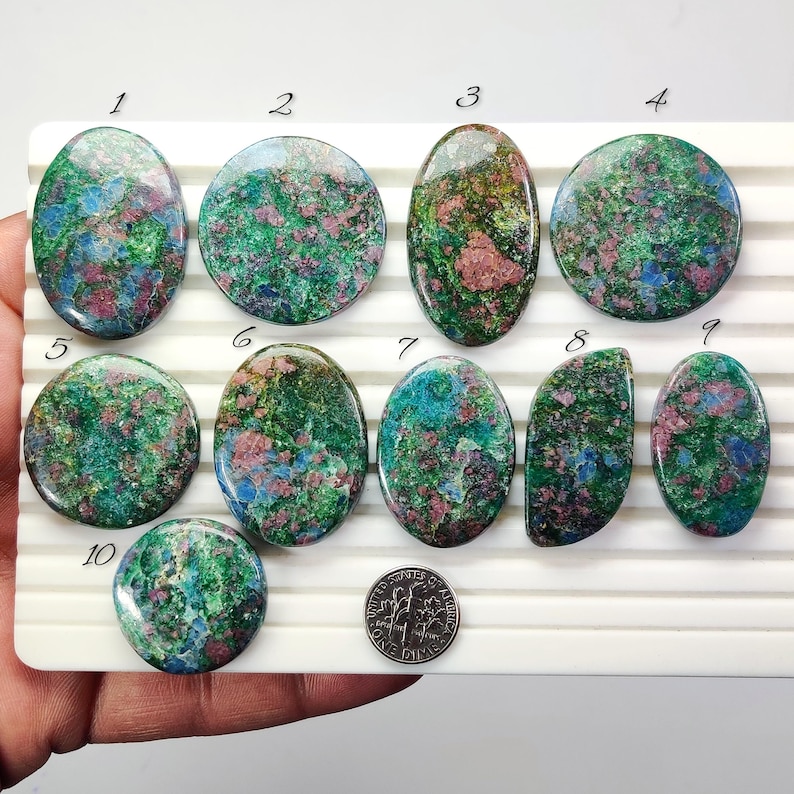 Natural Blue Green Ruby Kyanite Cabochon – Gemstone for Wire Wrapping, Silver Jewelry Making (28mm-41mm)