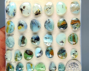 AAA Peruvian Opal Rose Cut Gemstone | Ocean Blue Faceted Gem | Designer Jewelry Stone (10-15mm)