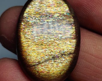 Rainbow Lattice Sunstone Carving - Natural Gemstone for Pendant Jewelry and Crystal Collectors (32x22x6mm)