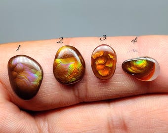 Fire Agate Cabochon - USA Natural Gemstone, Rare Flash Stone for Jewelry Making (12mm-15mm)
