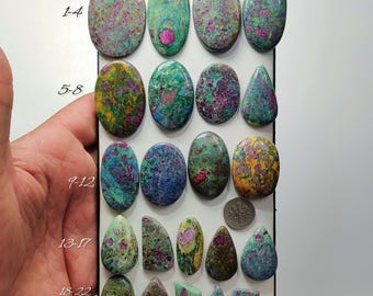 Natural Ruby Fuchsite Cabochon - Green Pink Gemstone for Wire Wrapping Jewelry (16mm-48mm)