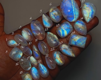 AAA Rainbow Moonstone | Sparkling Loose Stone | Ring Pendent Making (15-38mm)