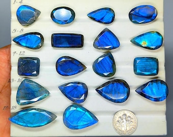 Electric Blue Labradorite Faceted Gemstone | Blue Flash Cut Stone | Designer Jewelry Gem (16-33mm)